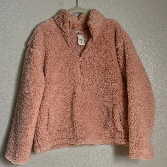 Soma Soft Pink Sherpa Half Zip Pullover Jacket - Picture 1 of 8
